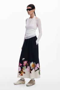 Midirok met bloemen - BLACK - XS