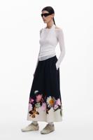 Midirok met bloemen - BLACK - M