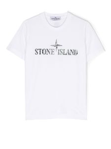 Stone Island Junior t-shirt à logo imprimé - Blanc