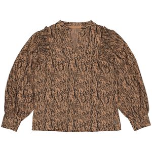 LEVV Meisjes blouse - Filou - AOP vlokken bruin