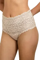 Kanten dames Taille Slip - Millefleurs - Luxe Hoge maxi slip met kant - Viscose & modal - 38 - Champagne | Dames slip - Onderbroek - Ondergoed - 38