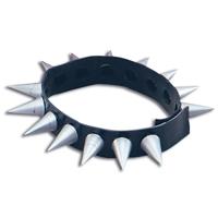 Punker/rocker verkleed ketting / halsband / choker - zwart - met zilveren studs/spikes
