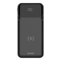 Savio BA-09 powerbank Lithium-Polymeer (LiPo) 37 mAh Draadloos opladen Zwart