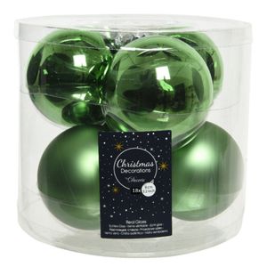 18x stuks glazen kerstballen groen 8 cm mat/glans