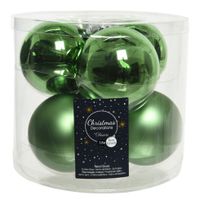 18x stuks glazen kerstballen groen 8 cm mat/glans - thumbnail