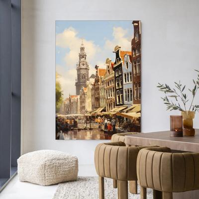 Urban Cotton Wandkleed 'Amsterdam' 145 x 190cm in Frame - black