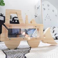 Houten vorkheftruck uitgeholde Piggy Bank kinderen gift Houten vorkheftruck uitgeholde Piggy Bank kinderen gift