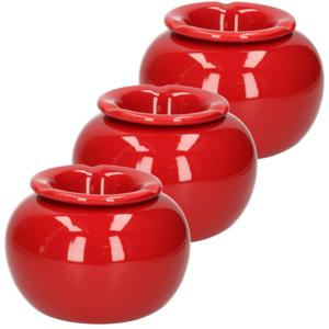 Terras asbak/stormasbak - 3x - rond - keramiek - 16 x 11 cm - rood - Buiten asbakken