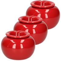 Terras asbak/stormasbak - 3x - rond - keramiek - 16 x 11 cm - rood - Buiten asbakken