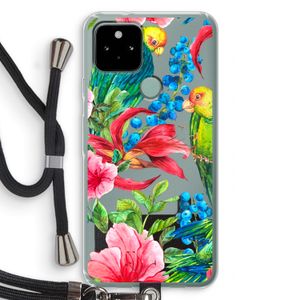 Papegaaien: Pixel 5 Transparant Hoesje met koord