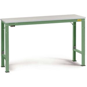Manuflex LU7143.6011 ESD ESD-werktafel universele speciale reden tafel met rubber schijf, bxdxh = 2500 x 800 x 722-1022 mm Reseda groen (RAL 9010)