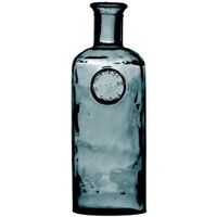 Natural Living Bloemenvaas Olive Bottle - marine blauw transparant - glas - D13 x H35 cm - Fles vazen   -