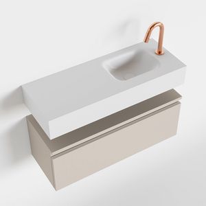 Toiletmeubel Mondiaz Andor | 80 cm | Meubelkleur Linen | Lex vrijhangend wastafel Talc Rechts | 1 kraangat