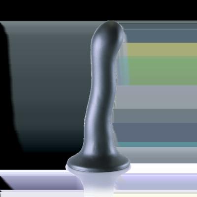 Ouch! by Shots Ultra Soft Silicone Curvy G-Spot Dildo - 7'' / 17 cm - Gunmetal