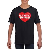 Huwelijksaanzoek t-shirt Wil je met papa trouwen zwart kinderen Huwelijksaanzoek t-shirt Wil je met papa trouwen zwart kinderen