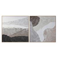 Schilderij Home ESPRIT Bruin Zwart Beige Abstract 123 x 4,3 x 123 cm (2 Stuks)