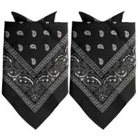 Traditionele bandana - 2x - zwart - 52 x 55 cm