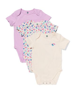HEMA Baby meegroeirompers bloemen - 3 stuks roze (roze)