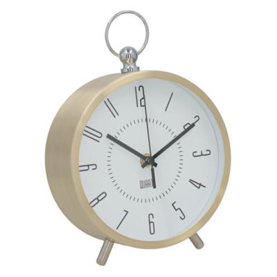 Tafelklok - metaal - goud - 17 x 7 x 25 cm - klok - wekker look - vintage Tafelklok - metaal - goud - 17 x 7 x 25 cm - klok - wekker look - vintage