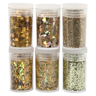 Creativ Company Glitter en pailletten, goud, 6x5 gr/ 1 doos