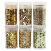 Creativ Company Glitter en pailletten, goud, 6x5 gr/ 1 doos