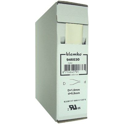 Krimpkous Polyolefin 2:1 In Trekbox Wit 1,6 > 0,8mm