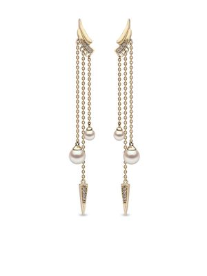 Yoko London boucles d'oreilles pendantes Trend en or 18ct à perles pavées de diamants