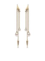 Yoko London boucles d'oreilles pendantes Trend en or jaune 18ct ornées de diamants et de perles - thumbnail