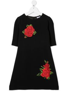 Dolce & Gabbana Kids robe à fleurs brodées - Noir