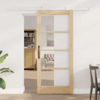 Schuifdeur met Hardware Set 'ORKDAL'Van Massief Hout & Glas