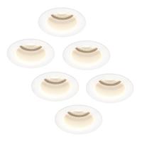 Set van 6 Mari - LED platte inbouwspots met lage inbouwdiepte 58mm - 3,8 Watt 270 Lumen - 4000K Neutraal wit - GU10 LED Module - Verzonken - Dimbaar - Rond - IP65 waterdicht - Wit