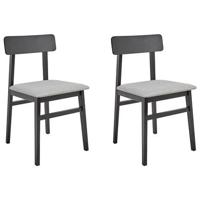 Beliani-STACY-Eetkamerstoelen set van 2-Zwart|Lichtgrijs-Rubberhout