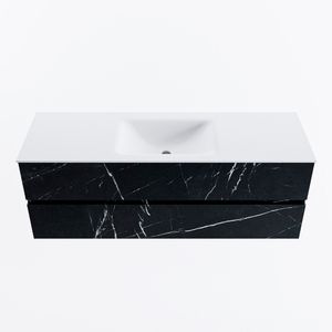 MONDIAZ VICA 140cm badmeubel onderkast Marquina 2 lades. Wastafel CLOUD midden 1 kraangat, kleur Talc.