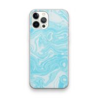 Waterverf blauw: iPhone 12 Pro Max Transparant Hoesje