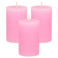 Stompkaars - 3x - roze - 5 x 8 cm - klein rustiek model - cilinderkaars - kaars