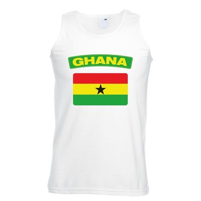 Singlet shirt/ tanktop Ghanese vlag wit heren