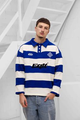 Equalité Stripe Jersey Polo Heren Gebroken Wit/Blauw - Maat S - Kleur: Gebroken WitBlauw | Soccerfanshop