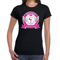 Zwart Geslaagd drinking team t-shirt dames