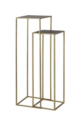 Light & Living Bijzettafel 'Boca' Set van 2 stuks, mat zwart wash-goud