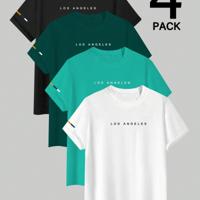 Bon&Bon Men's Letter Print Short Sleeve T-Shirt - 4 Piece Set Multicolor / S