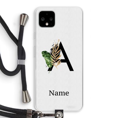Charcoal Flora: Pixel 4 XL Transparant Hoesje met koord