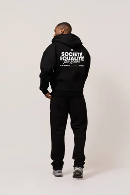Equalité Societe Oversized Full Zip Hoodie Heren Zwart - Maat XS - Kleur: WitZwart | Soccerfanshop