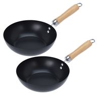 Wok/hapjes/bak pannetje met antiaanbaklaag - 2x stuks - staal - D20 cm