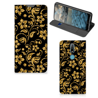 Nokia 2.4 Smart Cover Gouden Bloemen