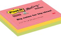 Post-it Super Sticky Meeting notes, 70 vel, ft 203 x 153 mm, geassorteerde kleuren, pak van 3 blokken - thumbnail