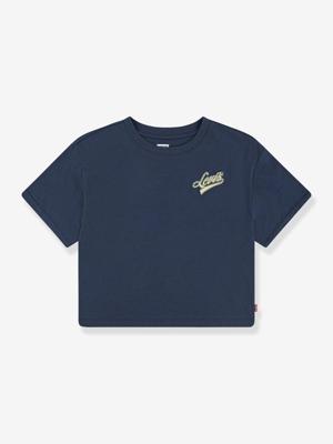 T-shirt meisjes Boxy meet and greek LEVI'S® korte mouwen marineblauw