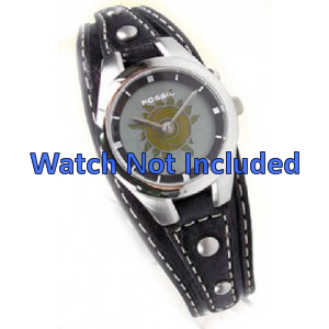 Horlogeband Fossil ES9875 Onderliggend Leder Zwart 6mm