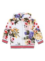 Dolce & Gabbana Kids veste fleurie à capuche - Blanc - thumbnail