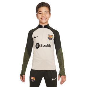 Nike FC Barcelona Strike Trainingstrui 2023-2024 Kids Beige Zwart Donkergroen