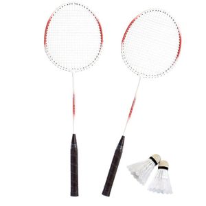 Badminton set rood/wit met 2 shuttles en opbergtas   -